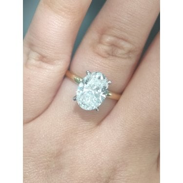 18ct Yellow Gold with Platinum Head 3.10ct Total D/E Colour Oval Cut Solitaire with Hidden Halo LAB Grown Diamond Certified Ring 