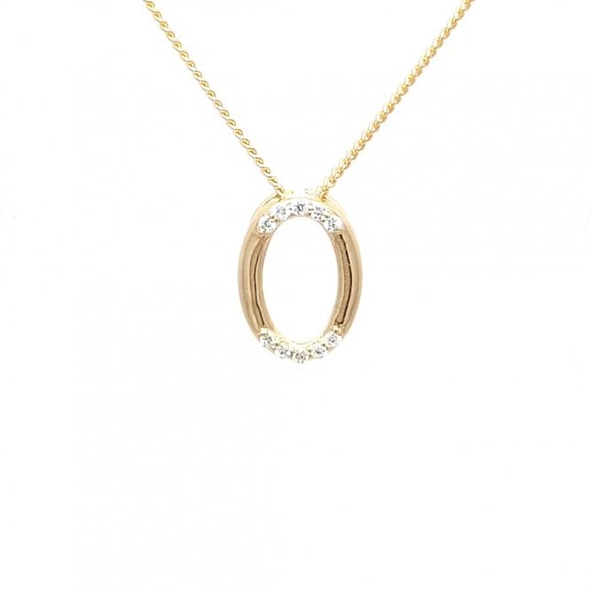 Faith Diamonds 9ct Yellow Gold 0.16ct D/E Colour Round Brilliant Cut Open Oval LAB Grown Diamond Certified Necklace 0.8 x 1.1cm, 16-18