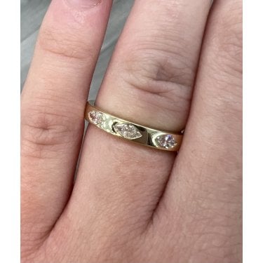9ct Yellow Gold 0.40ct Total D/E Colour Marquise Cut Claw Set LAB Grown Diamond Certified Ring