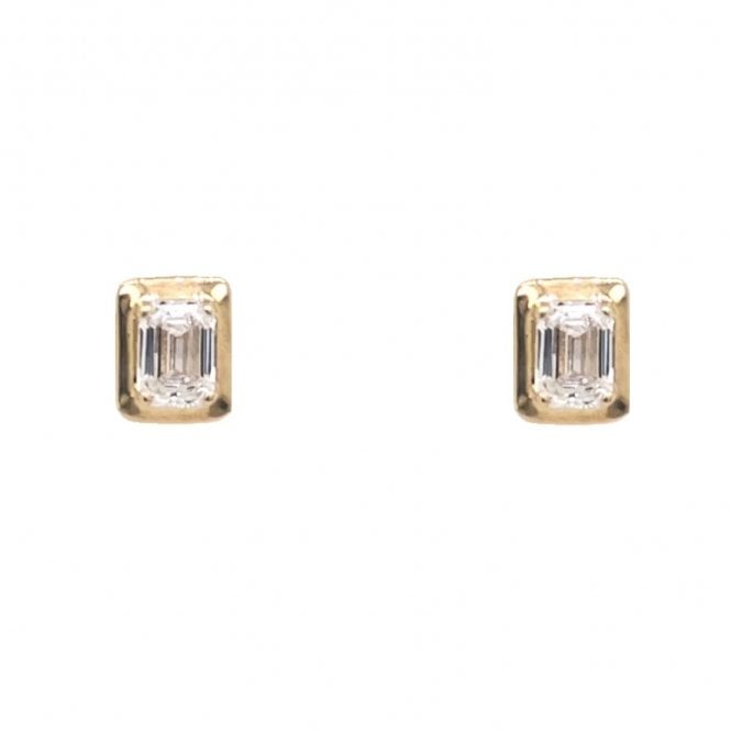 Faith Diamonds 9ct Yellow Gold 0.46ct D/E Colour Emerald Cut LAB Grown Diamond Certified Stud Earrings 0.5 x 0.6cm
