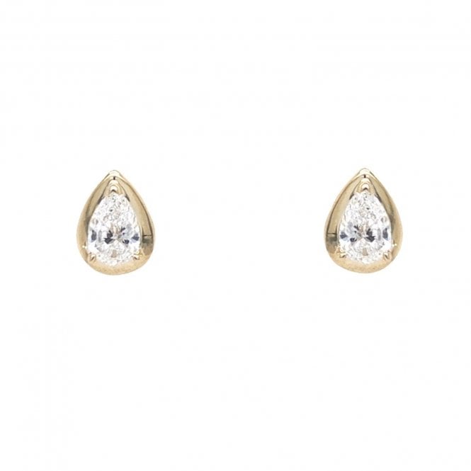 Faith Diamonds 9ct Yellow Gold 0.46ct D/E Colour Pear Cut LAB Grown Diamond Certified Stud Earrings 0.5 x 0.7cm