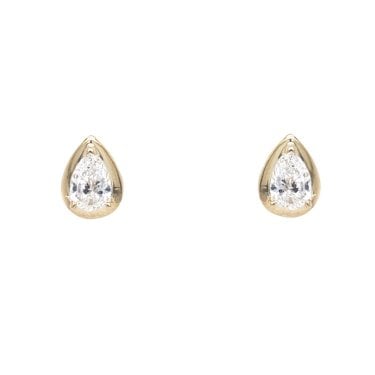 9ct Yellow Gold 0.46ct D/E Colour Pear Cut LAB Grown Diamond Certified Stud Earrings 0.5 x 0.7cm