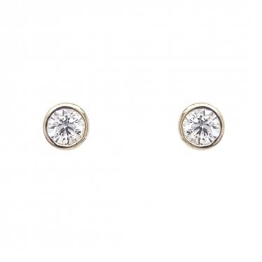 9ct Yellow Gold 0.50ct D/E Colour Round Brilliant Cut Rubover LAB Grown Diamond Certified Stud Earrings 0.5 x 0.5cm