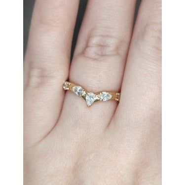 9ct Yellow Gold 0.50ct Total D/E Colour Pear Cut Claw Set Wishbone LAB Grown Diamond Certified Ring