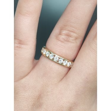 9ct Yellow Gold 0.75ct Total D/E Colour Round Brilliant Cut Channel Set LAB Grown Diamond Certified Ring