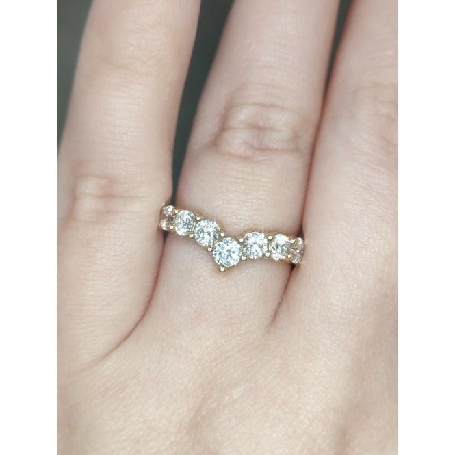 Faith Diamonds 9ct Yellow Gold 1.00ct D/E Colour Total Round Brilliant Cut Claw Set Wishbone LAB Grown Diamond Certified Ring