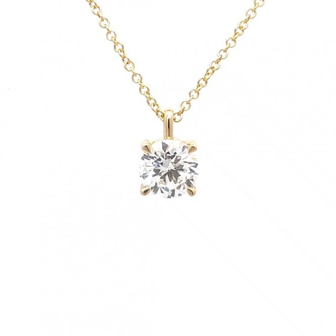 Faith Diamonds 9ct Yellow Gold 1.04ct D/E Colour Round Brilliant Cut LAB Grown Diamond Certified Necklace 0.7 x 0.7cm, 16-18