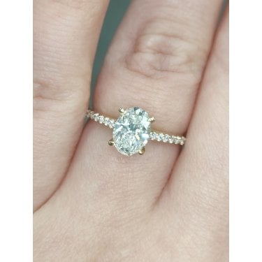9ct Yellow Gold 1.22ct D/E Colour Total Oval Cut Solitaire with Diamond Shoulders LAB Grown Diamond Certified Ring
