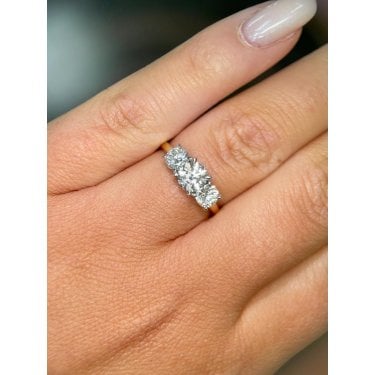 9ct Yellow Gold 1.55ct Total D/E Colour Round Brilliant Three Stone LAB Grown Diamond Certified Ring 