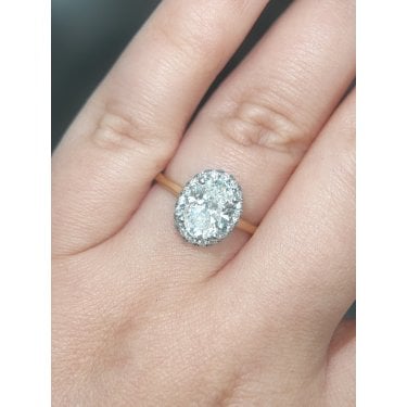 9ct Yellow Gold 1.74ct Total D/E Colour Oval Cut Solitaire with Single Halo LAB Grown Diamond Certified Ring