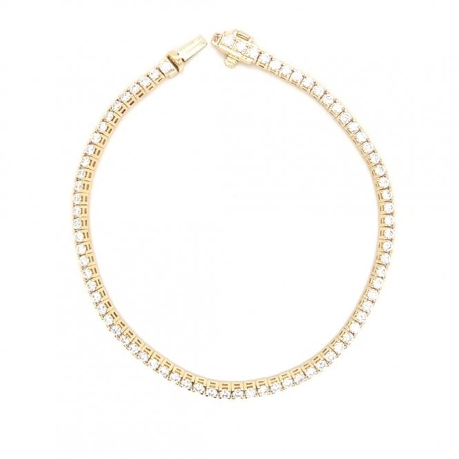 Faith Diamonds 9ct Yellow Gold 3.00ct D/E Colour Round Brilliant Cut LAB Grown Diamond Certified Tennis Bracelet 0.3cm, 20cm
