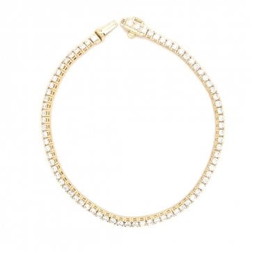 9ct Yellow Gold 3.00ct D/E Colour Round Brilliant Cut LAB Grown Diamond Certified Tennis Bracelet 0.3cm, 20cm