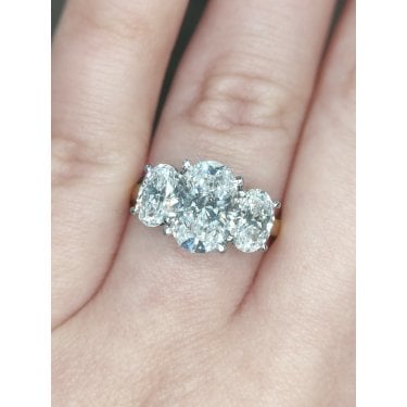 9ct Yellow Gold 3.47ct Total D/E Colour Oval Cut Three Stone LAB Grown Diamond Certified Ring