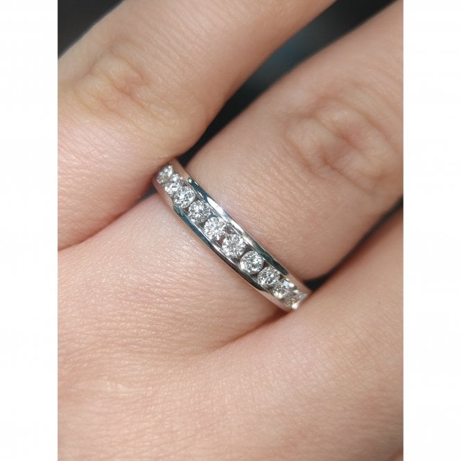Faith Diamonds Platinum 0.50ct D/E Colour Total Round Brilliant Cut Channel Set LAB Grown Diamond Certified Ring 
