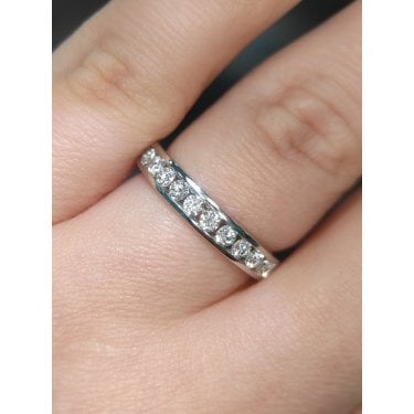 Platinum 0.50ct D/E Colour Total Round Brilliant Cut Channel Set LAB Grown Diamond Certified Ring 