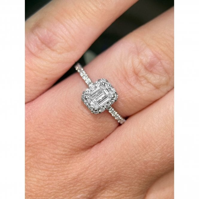 Faith Diamonds Platinum 0.87ct D/E Colour Emerald Cut Solitaire LAB Grown Diamond Certified Ring
