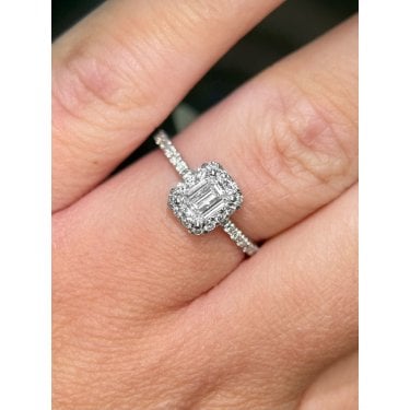 Platinum 0.87ct D/E Colour Emerald Cut Solitaire LAB Grown Diamond Certified Ring