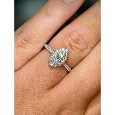 Platinum 0.87ct D/E Colour Marquise Cut Solitaire LAB Grown Diamond Certified Ring