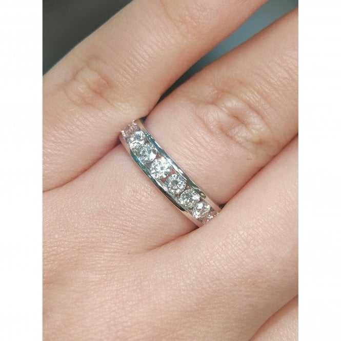 Faith Diamonds Platinum 1.00ct D/E Colour Total Round Brilliant Cut Channel Set LAB Grown Diamond Certified Ring 