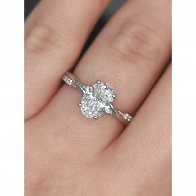 Faith Diamonds Platinum 1.12ct D/E Colour Oval Cut Solitaire LAB Grown Diamond Ring Certified