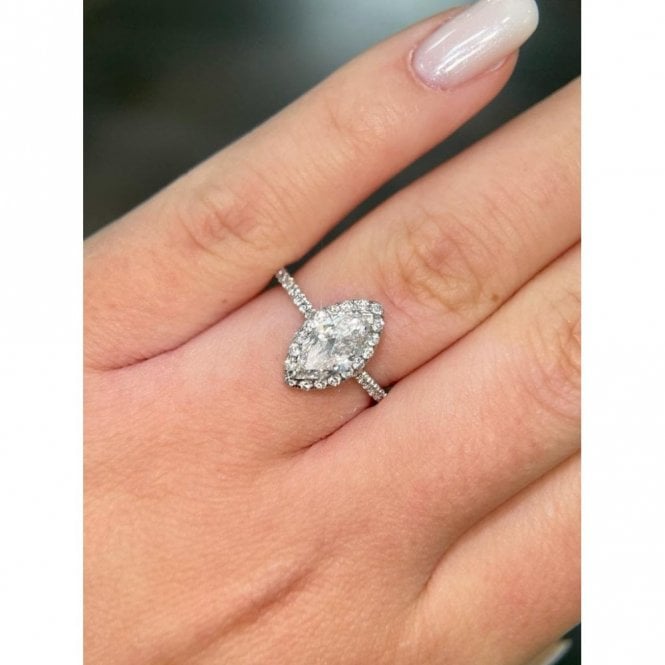 Faith Diamonds Platinum 1.41ct D/E Colour Marquise Cut Solitaire LAB Grown Diamond Certified Ring