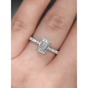 Platinum 1.44ct D/E Colour Emerald Cut Solitaire LAB Grown Diamond Ring Certified