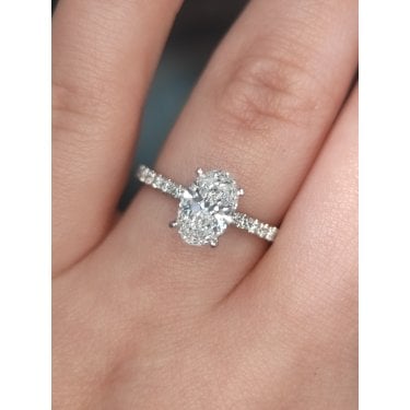 Platinum 1.55ct D/E Colour Oval Cut Solitaire LAB Grown Diamond Ring Certified