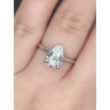Platinum 1.67ct D/E Colour Pear Cut Solitaire LAB Grown Diamond Ring Certified