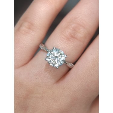 Platinum 2.15ct D/E Colour Round Brilliant Solitaire LAB Grown Diamond Ring Certified