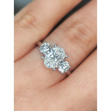 Platinum 2.21ct D/E Colour Oval & Round Brilliant Three Stone LAB Grown Diamond Certified Ring