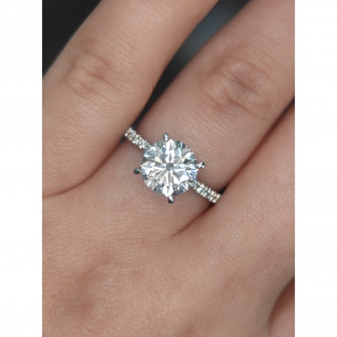 Faith Diamonds Platinum 2.40ct D/E Colour Round Brilliant Cut Solitaire LAB Grown Diamond Ring Certified