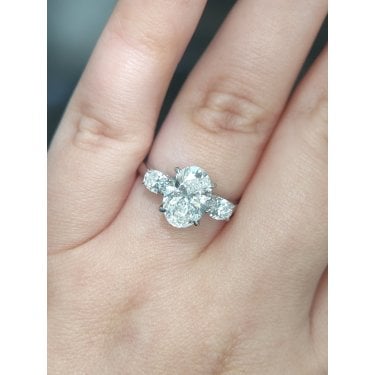 Platinum 2.50ct D/E Colour Total Oval Cut Three Stone LAB Grown Diamond Certified Ring