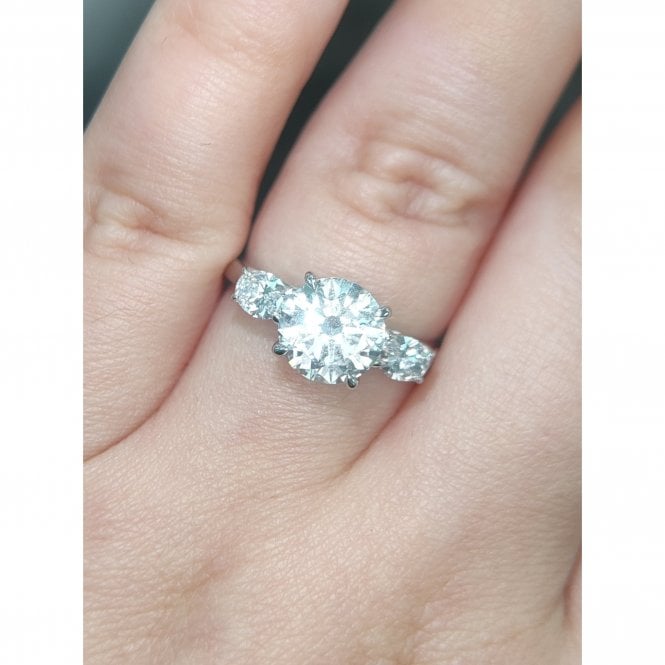 Faith Diamonds Platinum 2.52ct D/E Colour Three Stone LAB Grown Diamond Certified Ring