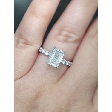 Platinum 2.56ct D/E Colour Emerald Cut Solitaire LAB Grown Diamond Certified Ring