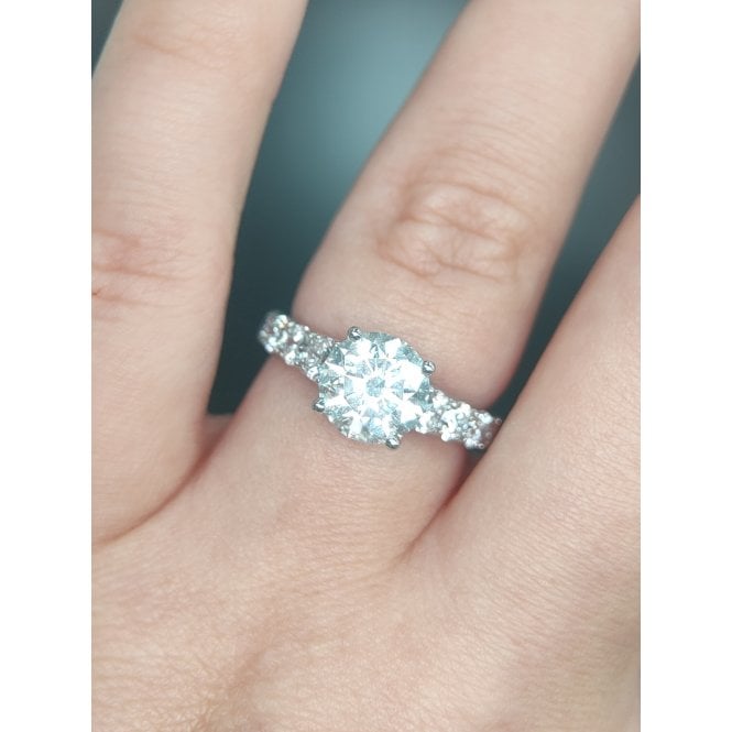 Faith Diamonds Platinum 2.64ct D/E Colour Total Round Brilliant Cut Solitaire with Diamond Shoulders LAB Grown Diamond Certified Ring