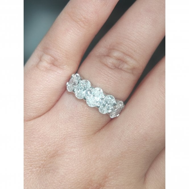 Faith Diamonds Platinum 2.75ct D/E Colour Oval Cut 5 Stone LAB Grown Diamond Ring Certified