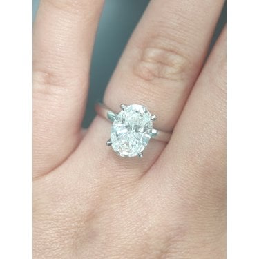 Platinum 3.10ct D/E Colour Total Oval Cut Solitaire with Hidden Halo LAB Grown Diamond Certified Ring 