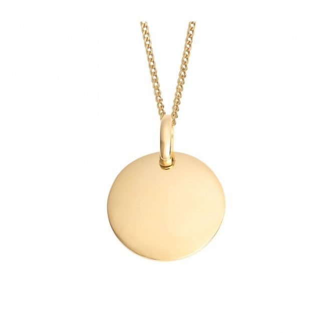 Faith Engravable Engravable Sterling Silver Yellow Gold Tone 15mm Round Tag Necklace 16-18