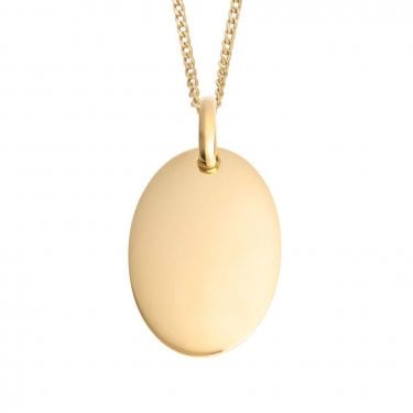 Engravable Sterling Silver Yellow Gold Tone Oval Tag Necklace 16-18" 