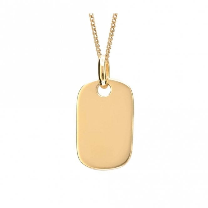 Faith Engravable Engravable Sterling Silver Yellow Gold Tone Rounded Rectangle Tag Necklace 16-18