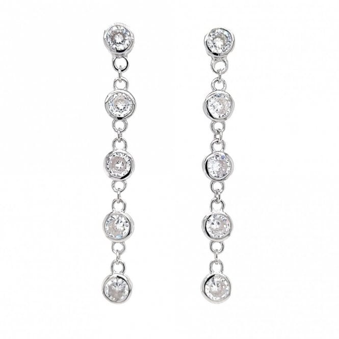 Faith Sterling Silver  5 Rubover CZ Link Drop Earrings 4.5 x 0.5cm 