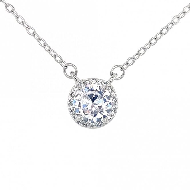 Faith Sterling Silver  April Birthstone CZ Halo Necklace 0.8 x 0.8cm, 16-18
