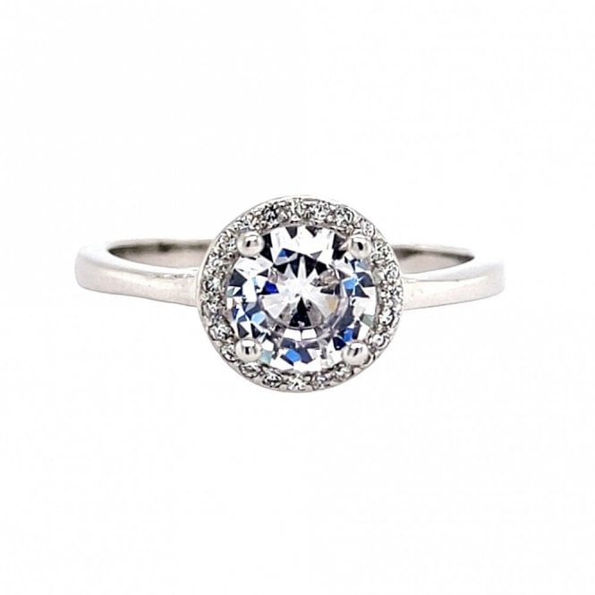 Faith Sterling Silver  April Birthstone CZ Halo Ring
