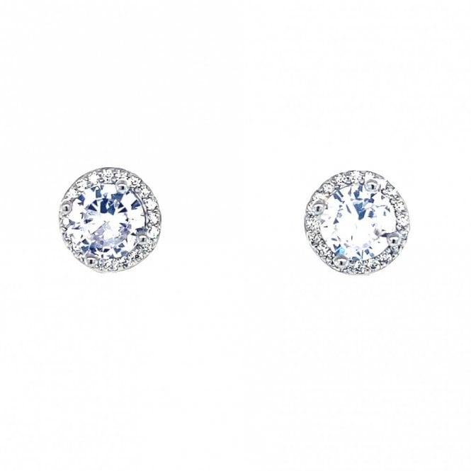 Faith Sterling Silver  April Birthstone CZ Halo Stud Earrings 0.7 x 0.7cm 