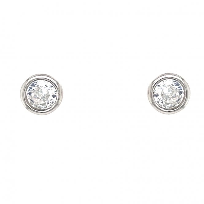 Faith Sterling Silver  April Birthstone Rubover CZ Stud Earrings 0.5 x 0.5cm 