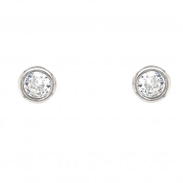 Faith Sterling Silver April Birthstone Rubover CZ Stud Earrings 0.5 x 0.5cm 