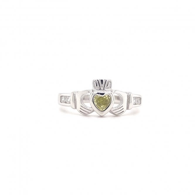 Faith Sterling Silver  August Birthstone Claddagh Ring 