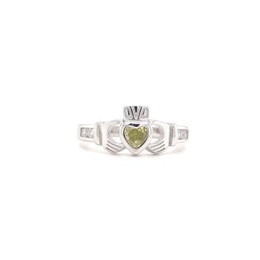 Faith Sterling Silver August Birthstone Claddagh Ring 
