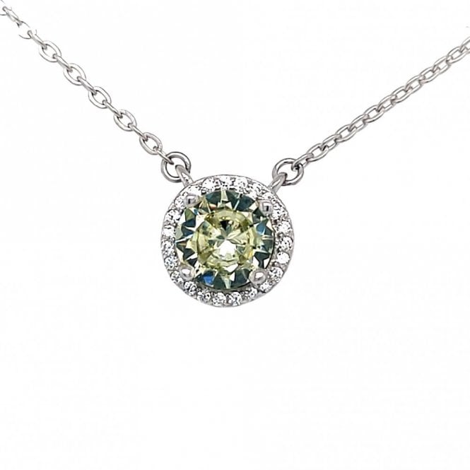 Faith Sterling Silver  August Birthstone CZ Halo Necklace 0.8 x 0.8cm, 16-18