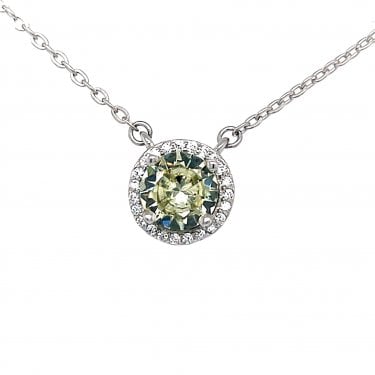 Faith Sterling Silver August Birthstone CZ Halo Necklace 0.8 x 0.8cm, 16-18"